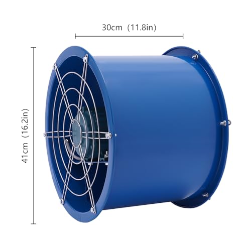 Ventilador axial de tubería cilíndrica 370W 16” Antiexplosión para cabina de pintura con cubierta protectora y ventilación al viento, 1420r/min Ventilador axial industrial para conducto miniatura 4