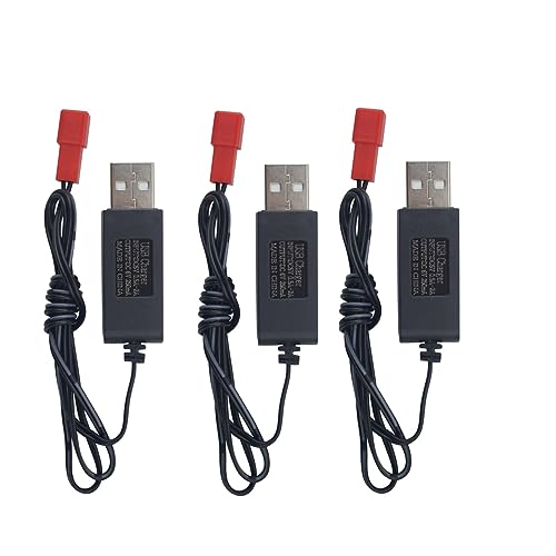 Fytoo 3PCS 6.0V JST-2P Plug USB Charging Cable for RC B ulldozers Excavators Trucks Tanks Engineering Vehicles RC Toy Cars Remote Control Car Battery Charger