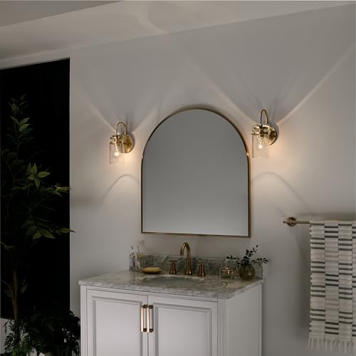 Image of Kichler Brinley 11.5 inch Wall Sconce in Champagne Bronze, 1-Light, Vintage Wall Mount Light with Clear Glass, (11.5 inch H x 5 inch W), 45576CPZ