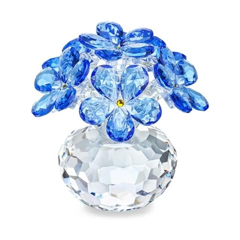 H&D HYALINE & DORA Blue Crystal Flower Figurine Forget Me Not,Crystal Flower Gifts for Mom Wife Girlfriend,Crystal Glass Flower Ornaments for Home Office Tabletop Centerpieces Cover