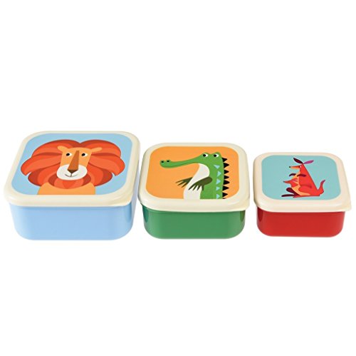 Rex London Children's Reusable BPA Free Snack Boxes (Set of 3) - Colourful Creatures - Image 3