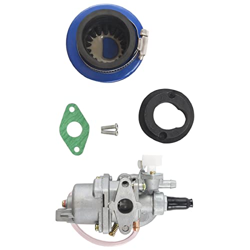 Karelu Carburateur Carb + Filtre à air bleu + Stack pour 2 hubs 47cc 49cc Pièces de moteur Mini Moto Enfant ATV Quad Dirt Pocket Vélo Minimoto