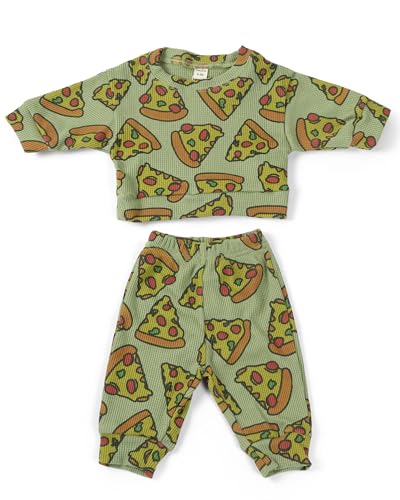 Toddler Baby Waffle Food Long Sleeve Sweatshirt Top Jogger Pants Set Cute Fall Winter Clothes Set2