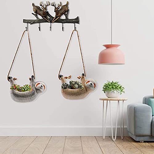 JCYANG Muur opknoping keramische vaas luiaard bloem pot chlorofytum potplant dier schattige dieren planter huis tuin decoratie Keramische vaas (Color : 02) - Afbeelding 6