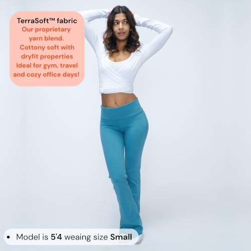 Image of Terractive Cuddle Flares for Women | TerraSoft Ultra Soft, Super Stretchy & Sweat-Wicking Flare Pants | High-Waist Tummy Tuck Workout & Lounge Pants