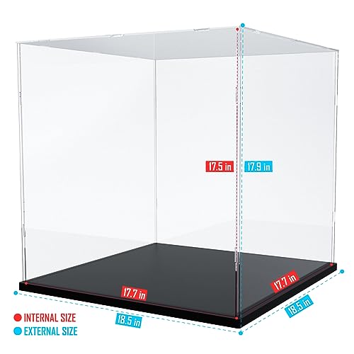 Image of Choowin Large Acrylic Display Case for Lego Ideas Tree House 21318 & Piano 21323 - Thickened Clear Acrylic Display Box for Collectibles - Dustproof, Assemble, Black Base