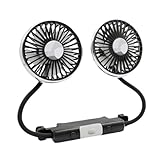 【Diseño ajustable de 360°】: Este ventilador de enfriamiento de automóvil de doble cabezal para asiento trasero presenta un cuello flexible que se puede doblar y ajustar a cualquier ángulo, proporcionando un viento cómodo tanto para los asientos delanteros como traseros.