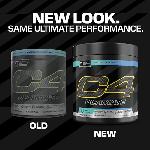 Image of C4 Ultimate Pre Workout Powder - Sugar Free Preworkout Energy Supplement for Men & Women - 300mg Caffeine + TeaCrine + Dynamine + Creatine - Frozen Bombsicle, 20 Servings