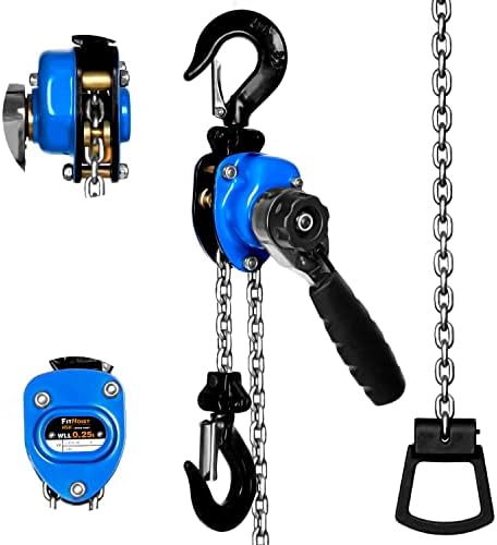 FITHOIST Mini Chain Hoist 1/4 ton 550Lbs Capacity 10ft Lift Manual lever chain hoist Alloy Steel G80 Chain 2 Heavy Duty Hooks, for Garages Warehouse Automotive Machinery
