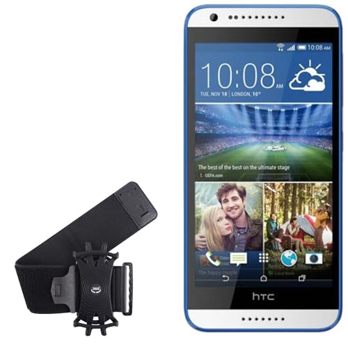 BoxWave Holster Compatible with HTC Desire 620G Dual sim - ActiveStretch Sport Armband, Adjustable Armband for Workout and Running - Jet Black