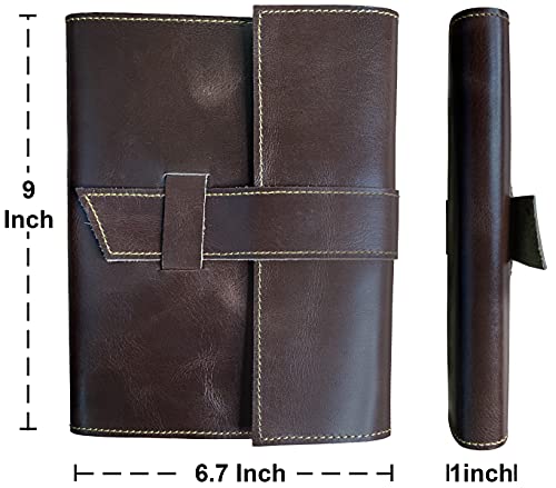 Image of RUSTIC TOWN Leather Bound Journal Refillable Blank Pages - A5 Refillable Leather Journal Writing Notebook - Handcrafted Vintage Travel Diary Gift for Men and Women
