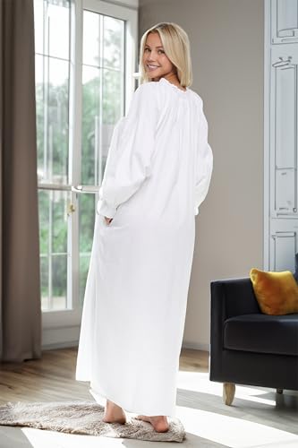 Alexander Del Rossa Cotton Victorian Nightgown, Vintage Nightgowns for Women, White Cotton Nightgowns for Women3