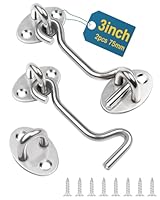Leryati 3 Zoll Sturmhaken 2 Stück, Sturmhaken Edelstahl Kabinenhaken Haken mit öse, Torhakenschloss Mit Schrauben Haken und Augensperre Riegel Tür Sturmhaken