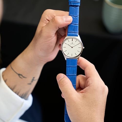 Image of Franklord Ultra-Slim Men's 5 mm Swiss Movement Dress Watch - 40 mm Case, Sapphire Crystal, 316L Stainless Steel with Leather Strap