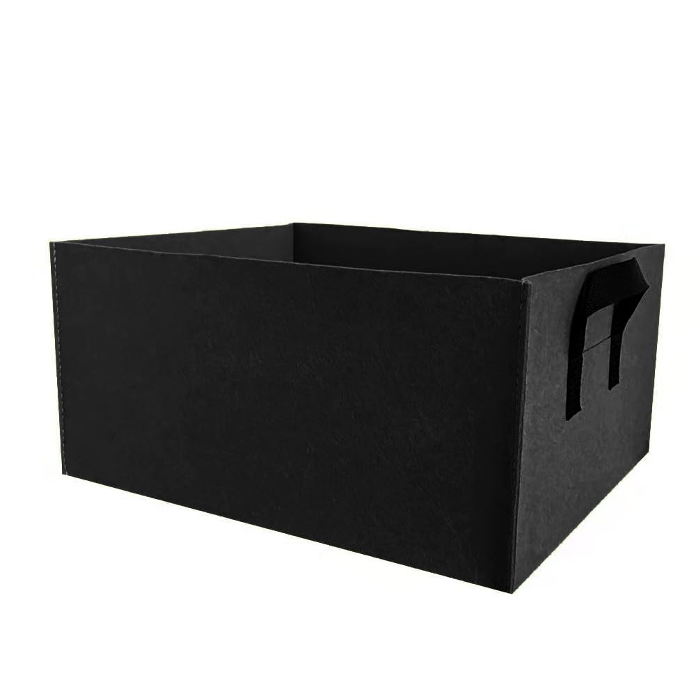 TOP-MAX 3 bolsas rectangulares negras de tela no tejida, bolsas de cultivo de jardín para macetas al aire libre, contenedor de flores y verduras, 100 x 60 x 20 cm
