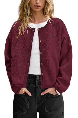 Image of Yanekop Womens Sherpa Jacket Button Down Fleece Winter Coat Fuzzy Jackets Chunky Cardigan Sweaters Open Knit Sweater