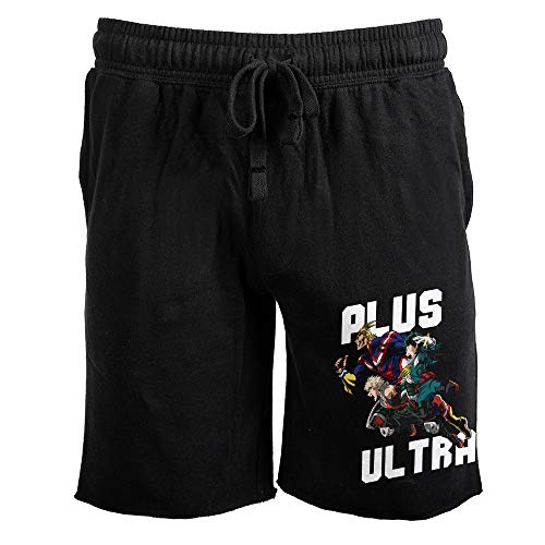 My Hero Academia Plus Ultra Mens Black Anime Cartoon Sleep Pajama Shorts2