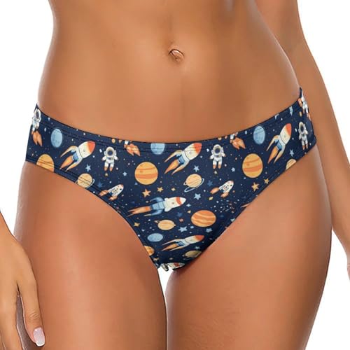 AOOEDM Tanga con Estampado de Astronauta Espacial para Mujer, Ropa Interior Sexy con Espalda en T