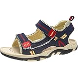 HSNA Sandales Bout Ouvert Garçon Sandales de Marche Été Chaussures de Plage Enfants(Bleu/Beige 36 EU)