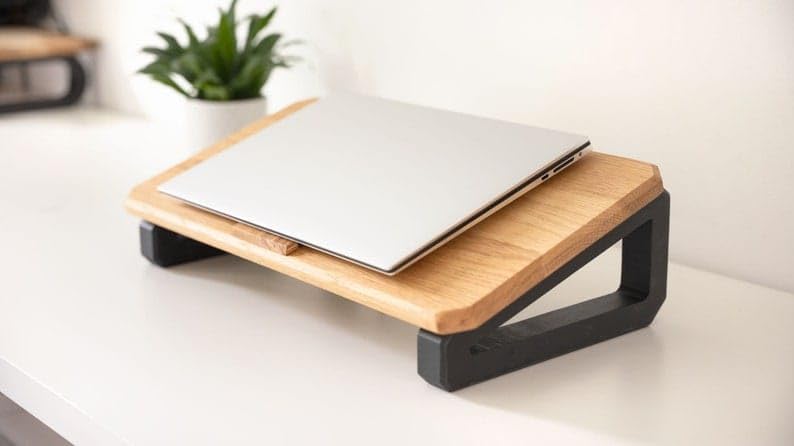 carpentray Wooden Laptop Riser Stand for Desk with Riser for Laptop, Compatible for for iPad MacBook Pro Notebook (Black Legs) (B0CDCD76JM) Amazon Price History, Amazon Price Tracker