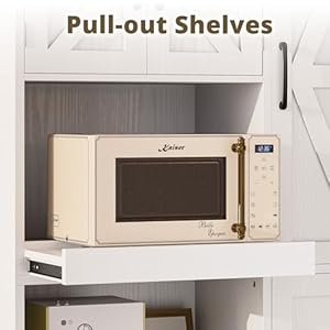 IRONCK Farmhouse Kitchen Pantry Cabinet, Kitchen Hutch Cabinet with Microwave Stand, Tall Food Pantry Cabinet with Storage Drawers and Adjustable Shelf for Kitchen, Dining Room, White IRONCK Farmhouse Kitchen Pantry Cabinet Kitchen Hutch Cabinet with Microwave Stand Tall Food Pantry Cabinet with Storage Drawers and Adjustable Shelf for Kitchen Dining Room White