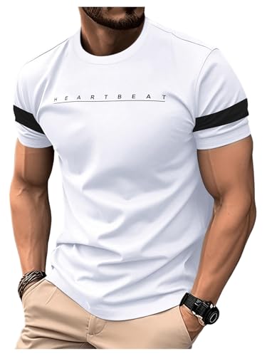 Verdusa Men's Graphic Tees Crew Neck Letter Print Tee Tops Muscle T Shirts