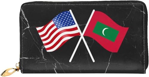 American And Maldives Flag Wallet Card Bag