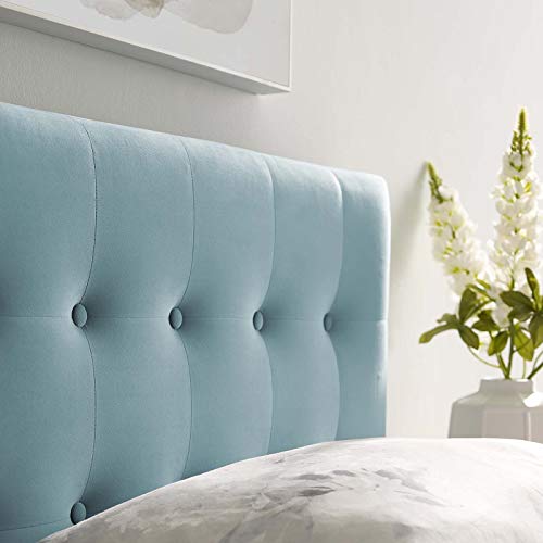 Image of Modway Emily Twin Biscuit Tufted Performance Velvet Headboard, Light Blue