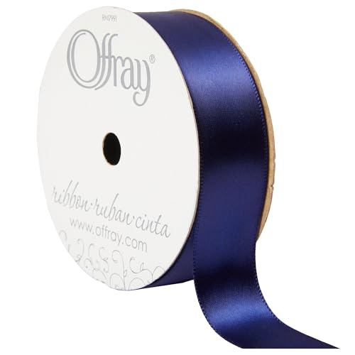 Image of Offray Satin Ribbon, Navy, 7 /8 Inch x 18 Feet