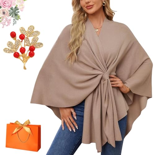 LONGLUAN Simplifyleast Elegant Shawl Wraps Soft Open Front Poncho Sweater, Simplifyleast Shawl Wraps for Women Autumn Embrace