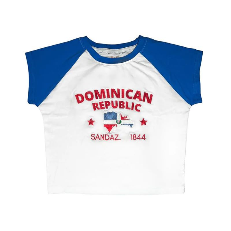 Women's baby tees round neck fashionable casual letter embroidery T-shirt exposed navel Y2K T-shirt3