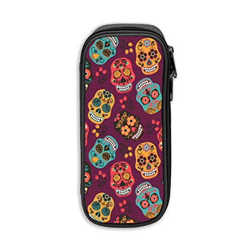 Preisvergleich Produktbild Bunte-mexikanische-Zucker-Schädel Bleistift-Stift-Fall-Beuteltasche Student Stationery Office Kosmetische Make-up-Tasche Lagerung Schwarz