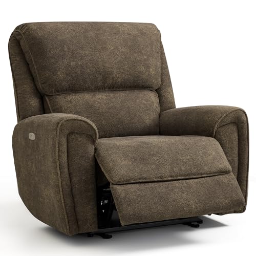 Sillón reclinable tapizado marrón moderno miniatura 1