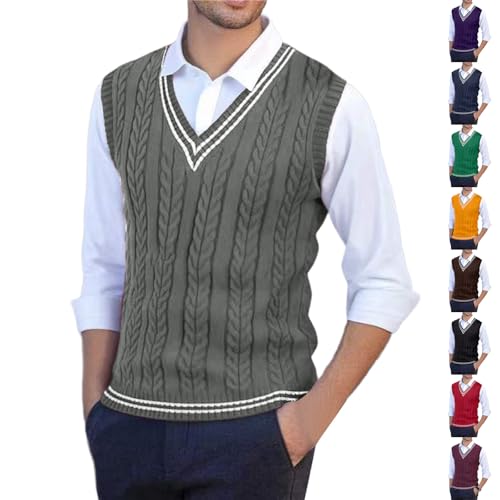 Sweater Vest Men Casual Slim Fit V Neck Sleeveless Sweater Tops Breathable Business Casual Knit Pullover Knitwear2