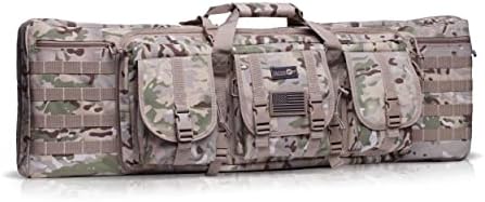 Double Rifle Bag | 2 Rifles + 2 Pistols Tuckable Backpack Straps | COMBAT VETERAN OWNED COMPANY | Waterproof Padded Lockable Carbine or Long Gun Case (36" x 12" Double Rifle Case, Camo)