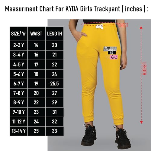 Image of KYDA KIDS Girls 100% Cotton Printed Track Pants with Pocket - Multicolor (Pack of 2)