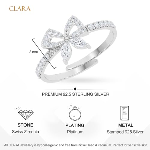 Image of Clara 925 Sterling Silver Minimal Adjustable Ring for Women Platinum Plated | Daily Wear | Gift for Women and Girls