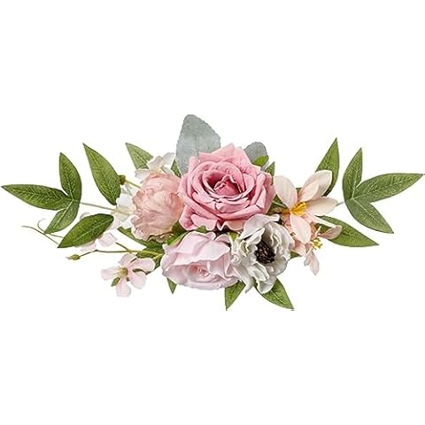 Lindagary Wedding Chair Back Flower Artificial Rose Flowers Chair Back Flower Wedding Arch Decor for Wedding Holiday Party Decorations - Pink Cover