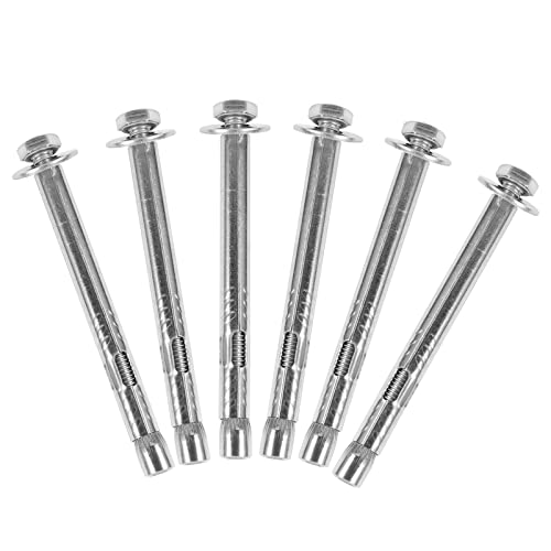 SOLUSTRE 6-Pack Stainless Steel Expansion Bolts Expansion Bolt Set Heavy Duty Fixing Anchors External Nut Waterproof Abrasion Resistant