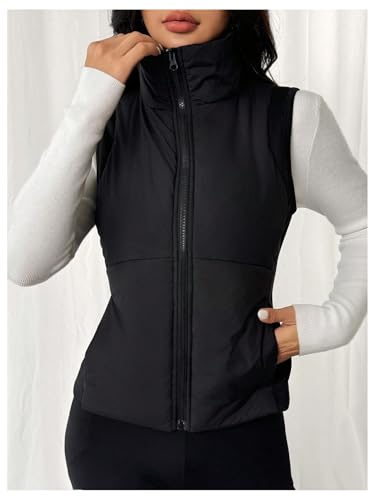 MakeMeChic Women's Zip Up Padded Vest Sleeveless Short Winter Coat Outerwear with Pocket4
