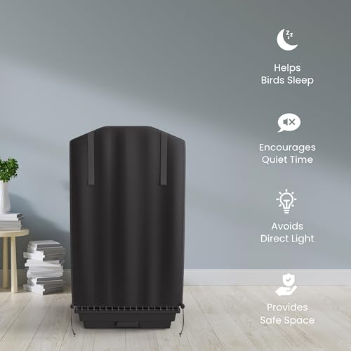 Image of Universal Bird Cage Cover Good Night Blackout Thin Lightweight Breathable Small Animal Cages Cover Pet Removable Durable Protector (Black, 35 inch H x 17.5 inch W x 14 inch L)