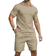 KUYIGO Men's Polo Shirt and Shorts Set Summer Outfits Fashion Casual Short Sleeve Suit for Men 2 ...