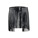 CHIC DIARY Hip-Hop Punk Taillengürtel Fransen PU Leder Gürtel Damen Quaster Rock Schwarz Dekorativer Hüftgürtel für Kleid Jeans