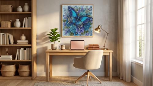 Image of Butterfly and Flowers Cross Stitch Kits for Adults,11CT Stamped Cross Stitch Kits for Beginner,DIY Needlepoint Embroidery Patterns Kits Embroidery Patterns for Home Wall Decor 13.7x13.7 inches