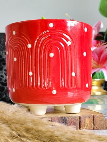 Image of Niyara Ceramic planters pots for Indoor Outdoor Home, Garden Office Decor Balcony Planters Gamla Flower Size Small 6 inches (Abstract Red)