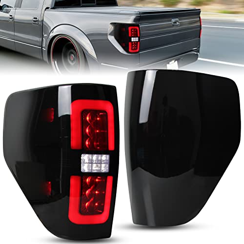 KEWISAUTO Full LED Taillights for Ford F150 09-14, New Upgrade Smoked Black Rear Brake Stop Reverse Lights Turn Signal Tail Lamp for Ford F-150 2009-2014 Accessories (2PCS, Passenger & Driver Side)
