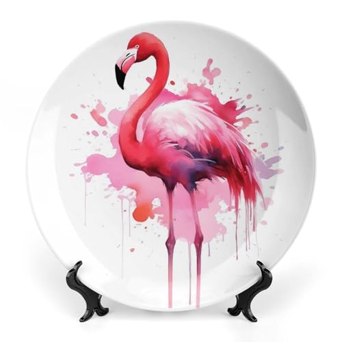 Plato decorativo de porcelana fina estilo chino Flamingo 6 pulg miniatura 1