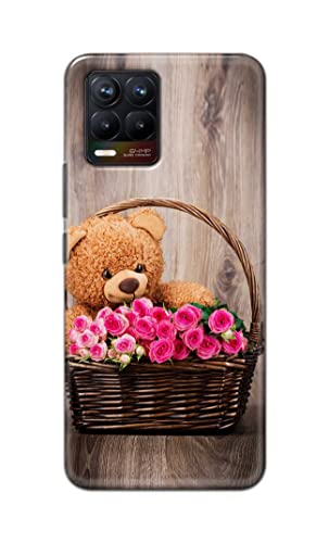 Image of PRINTFIDAA Roses and Teddy Bear in The Wicker Hard Back Cover for Realme 8 / Realme 8 Pro Back Cover -(P6) KAT1004