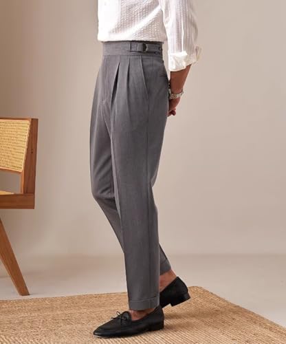 Men's Pants Classic Fit Flat Front Chino Pants Work Stretch Trousers4