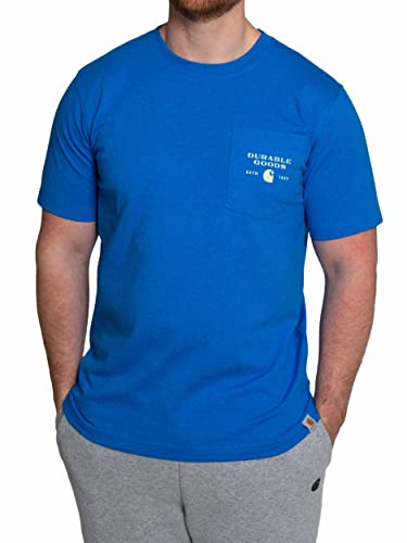 Carhartt Men's Relaxed Fit Heavyweight Short-Sleeve Pocket Logo Graphic T-Shirt, Marine Blue Heather, Large - image 3